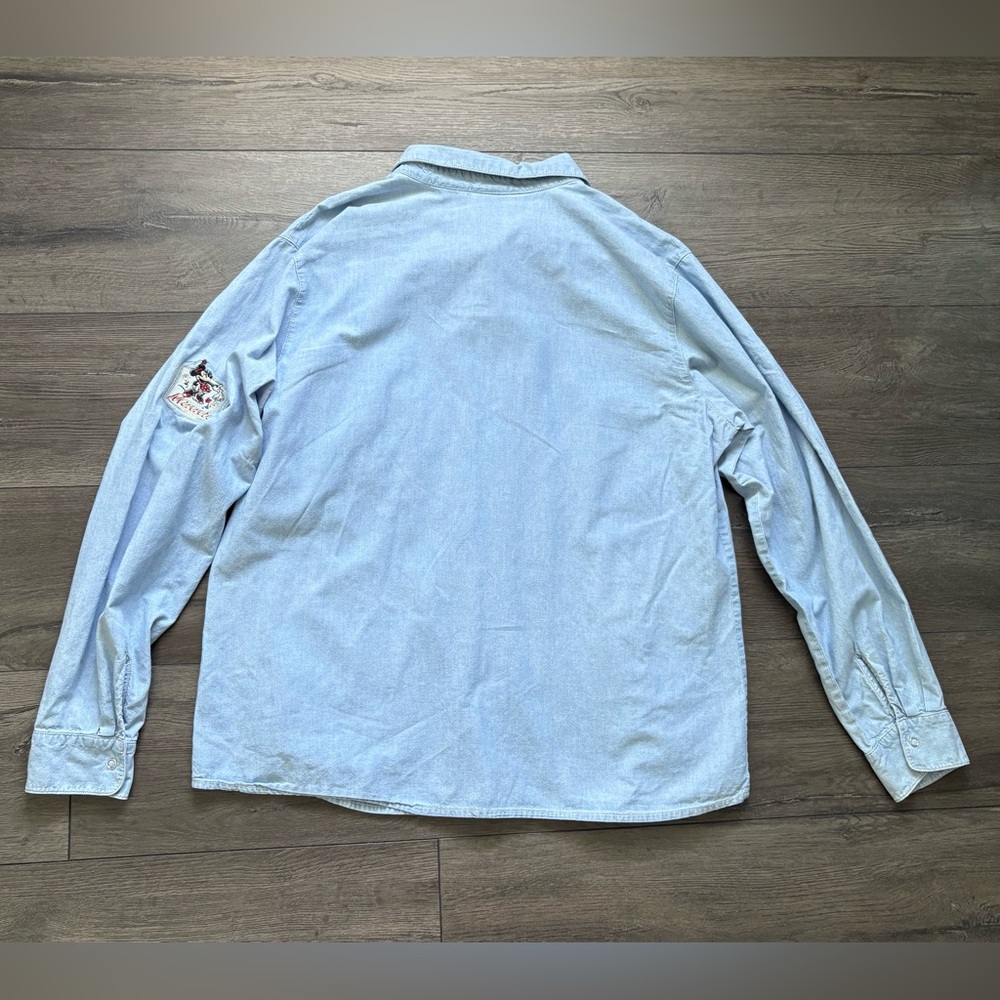 Disney Store Womens Minnie Mouse Chambray Long Sleeve Snap Button Shirt Size XXL